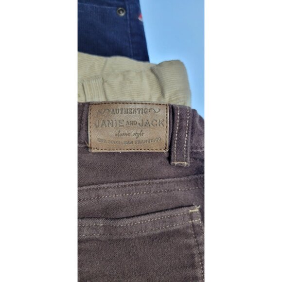 Lot 4 Janie and Jack Boys Corduroy Pants Size 3 | Brown Navy Beige | Holiday Emb - Picture 7 of 15